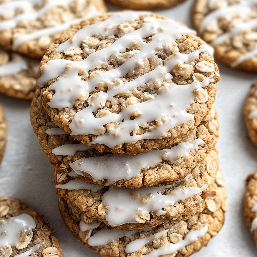 Brown Butter Iced Oatmeal Cookies