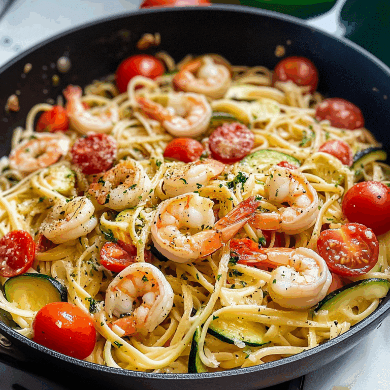 Fresh Tomato Zucchini Shrimp Pasta Recipe