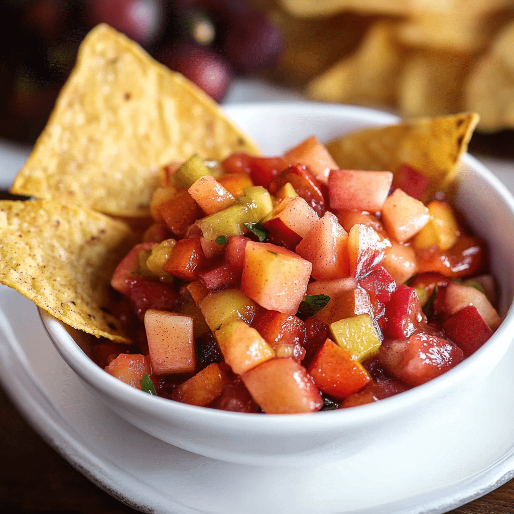 Fruit Salsa with Cinnamon Sugar Tortilla Chips