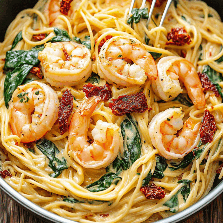 Creamy Sun-Dried Tomato Shrimp with Spinach Pasta