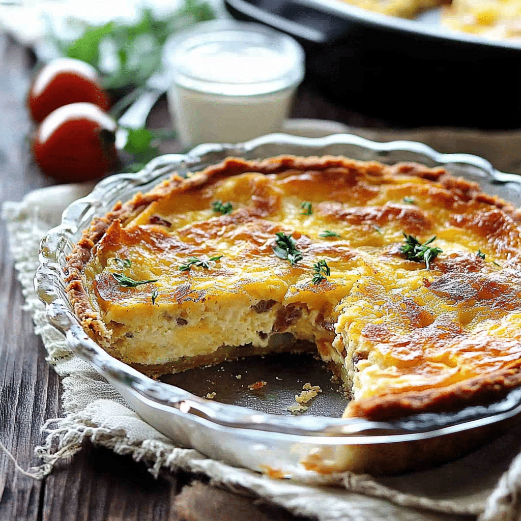 Spanish Tortilla-Inspired Quiche With Hashbrown Crust