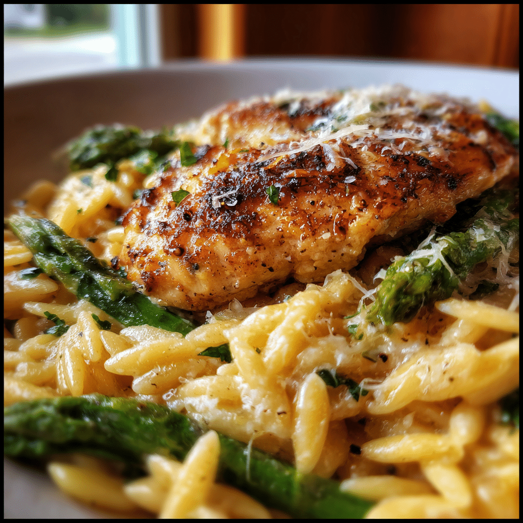 Chicken Orzo with Parmesan & Asparagus