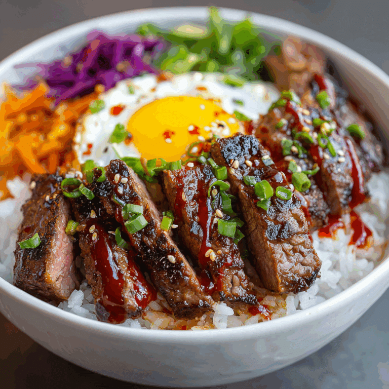 Korean BBQ Steak Rice Bowls with Spicy Sauce
