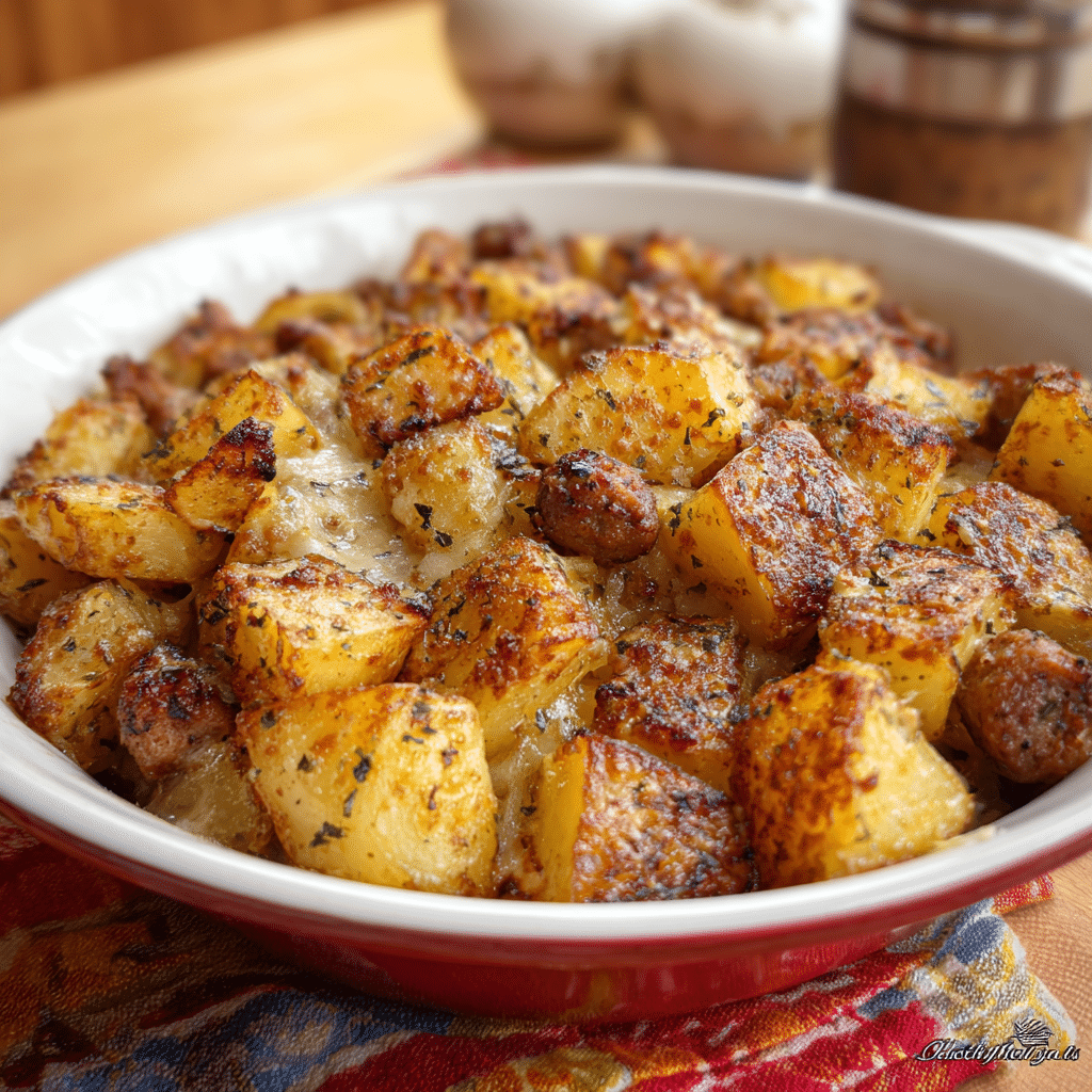 Cheesy Ranch Potatoes & Sausage Bake