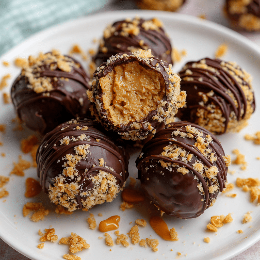Chocolate Peanut Butter Balls with Rice Krispies