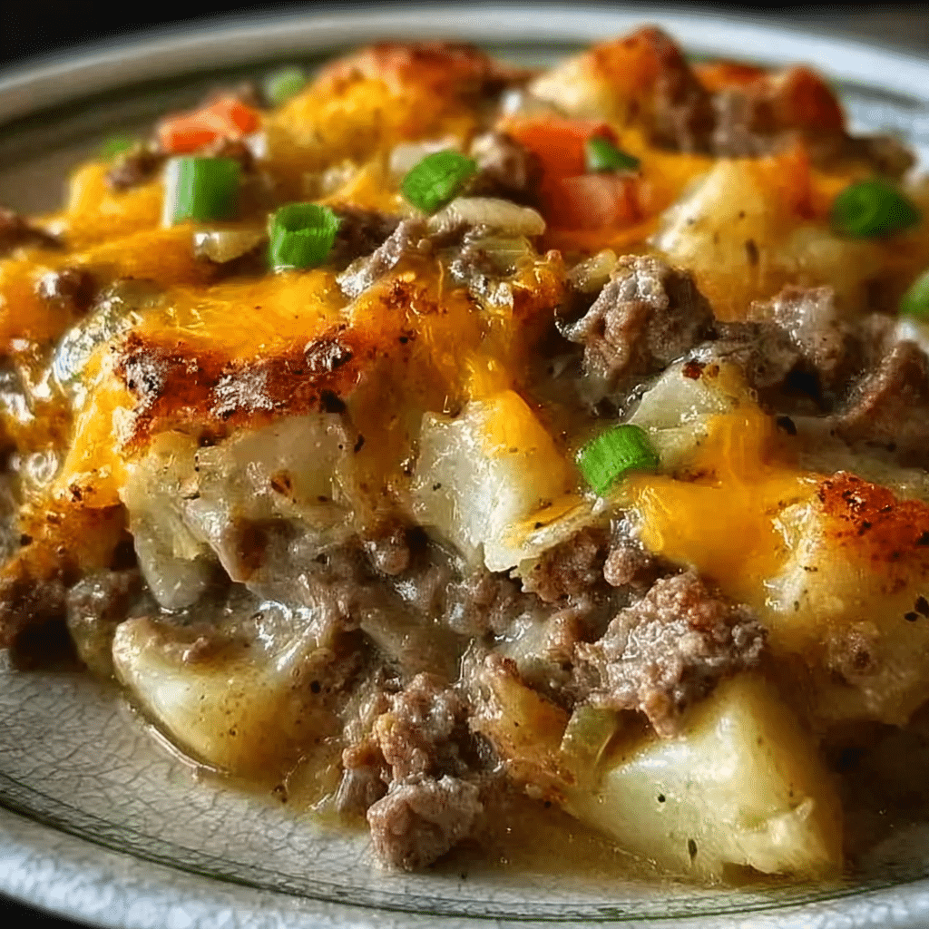 Crockpot Cheesesteak & Potato Casserole