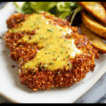 Pretzel Chicken with Cheddar Sauce