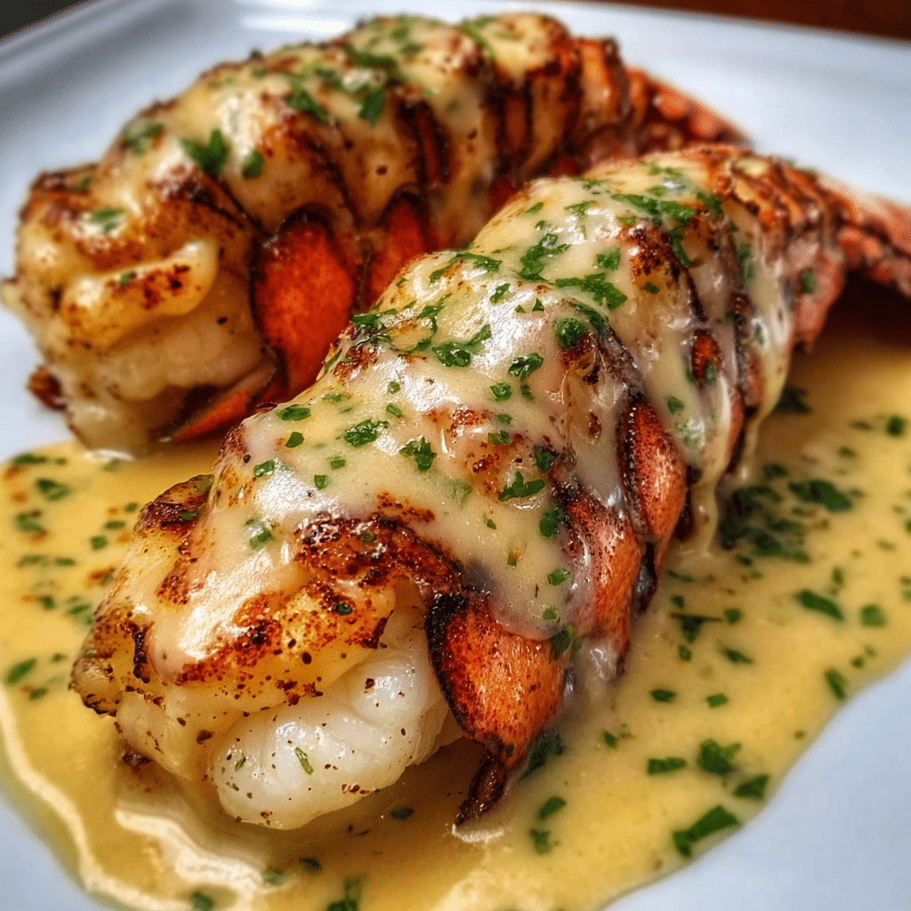 Butter-Seared Lobster Tails with Garlic Cream Sauce
