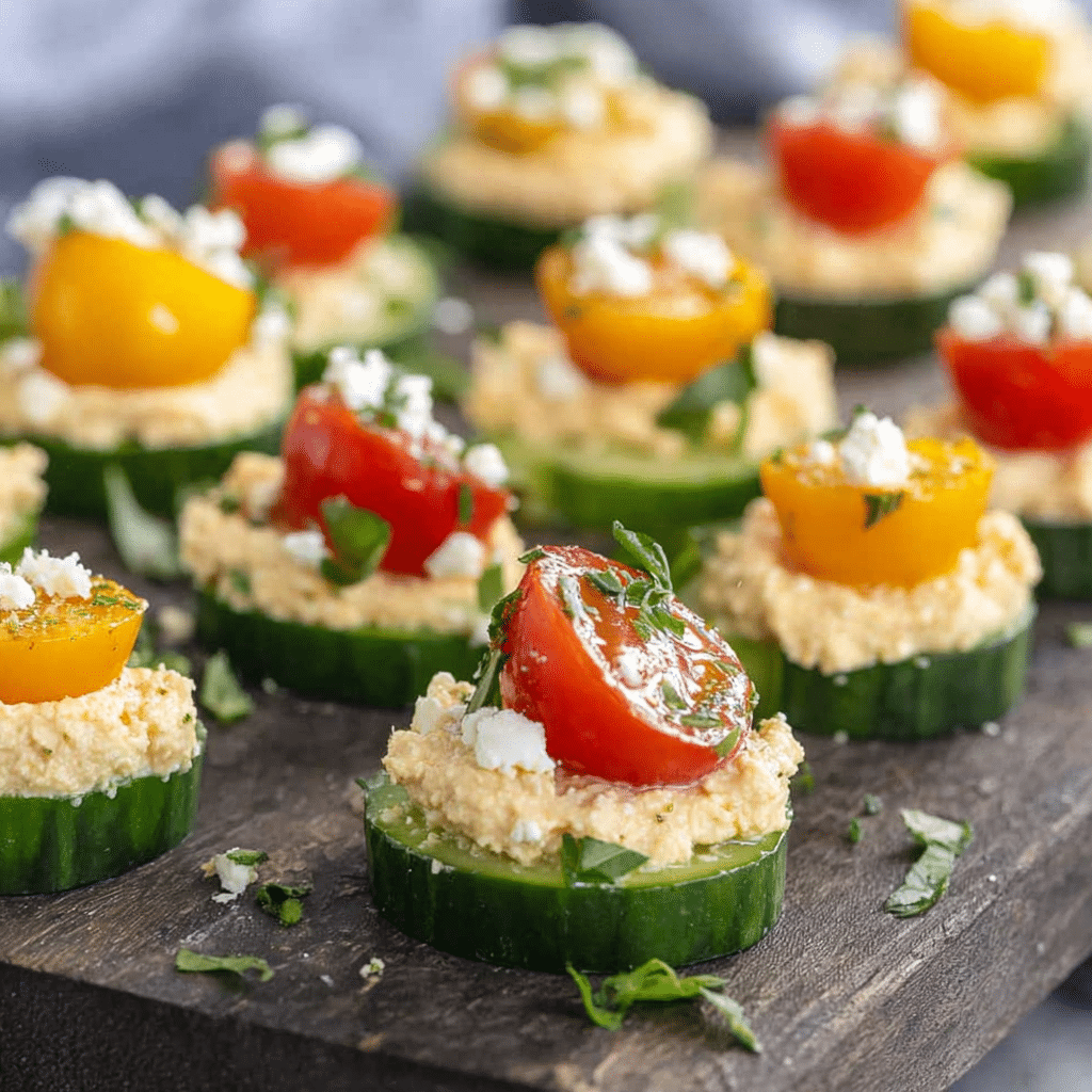 Cucumber Hummus Bites