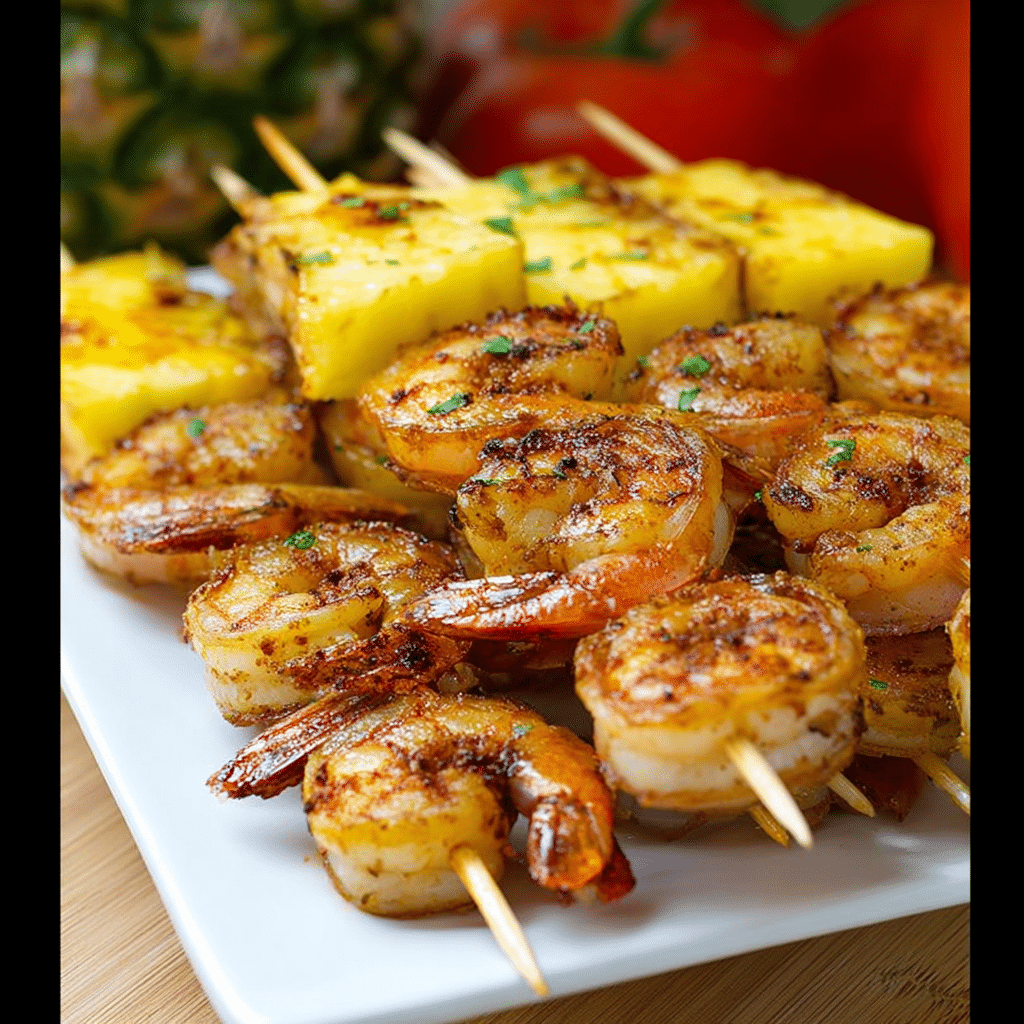 Grilled Shrimp Skewers with Pineapple