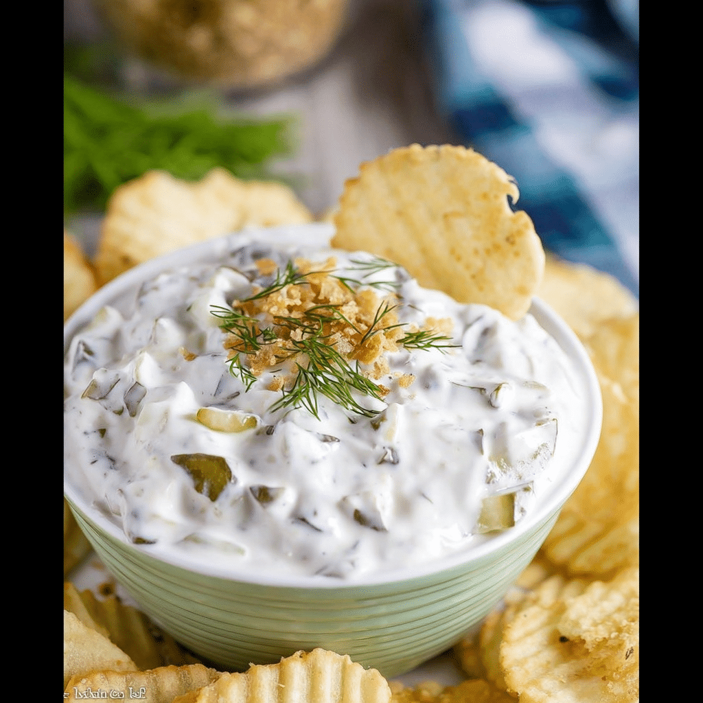 Pickle Ranch Dip with Crunchy Topping