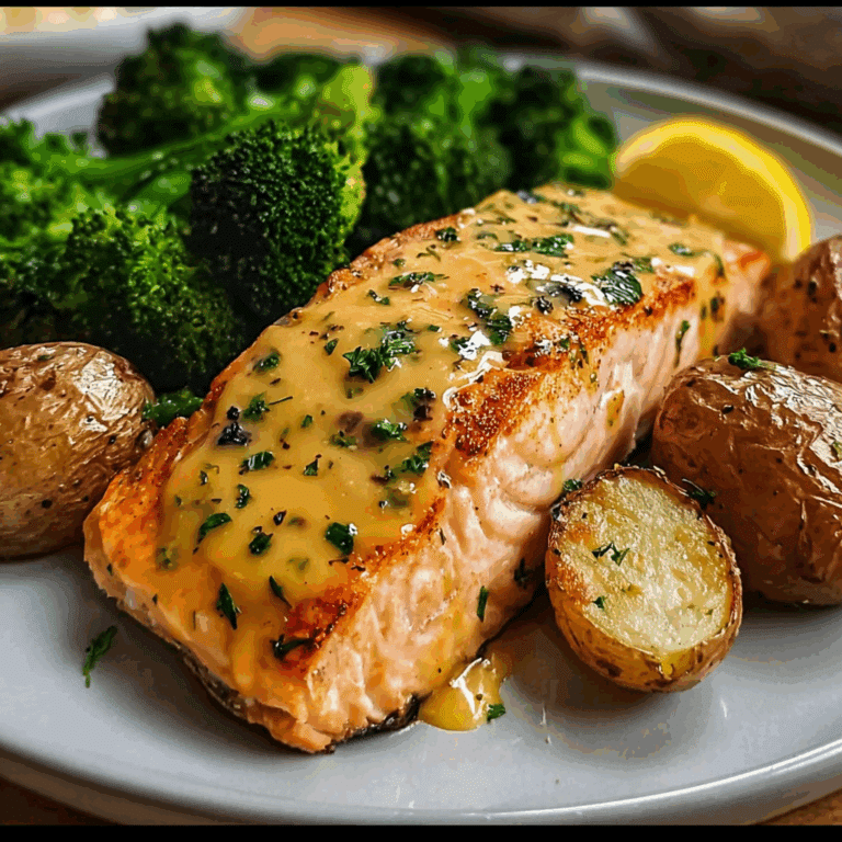 Lemon Butter Salmon with Crispy Potatoes and Roasted Broccoli