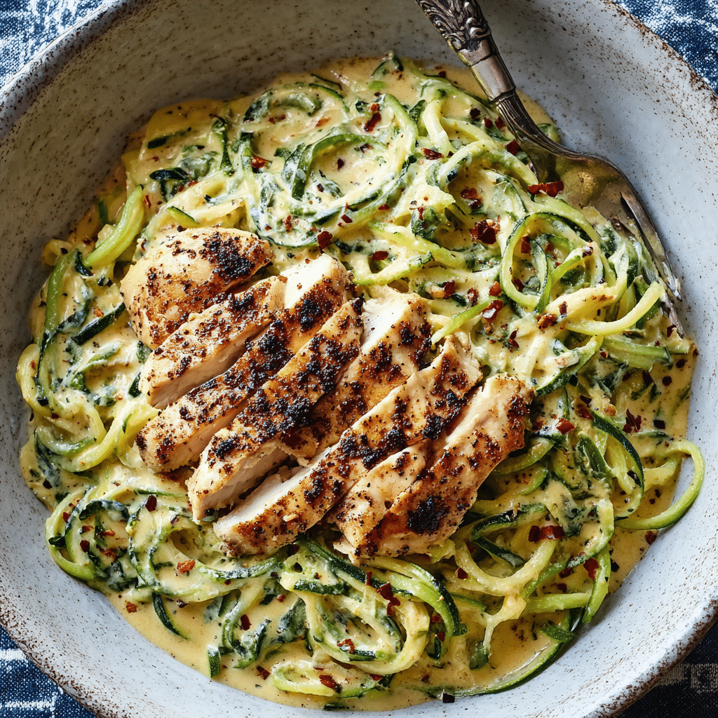 Zucchini Noodle Chicken Alfredo